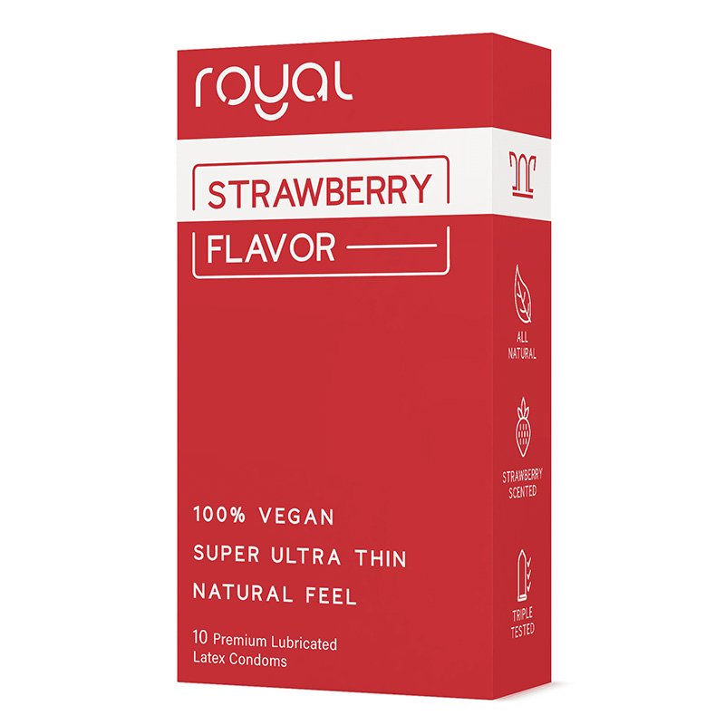 Royal Strawberry Flavored Premium Lubricated Condoms